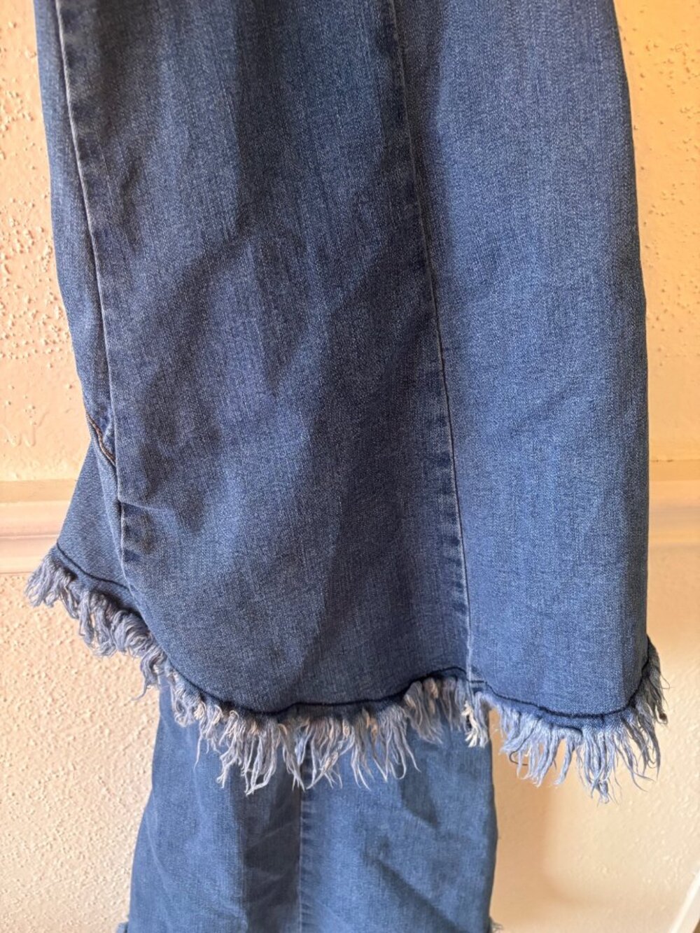 Lucky & Blessed High Rise Flare Denim Jeans With Frayed Hem - Size 12 - Picture 9 of 10